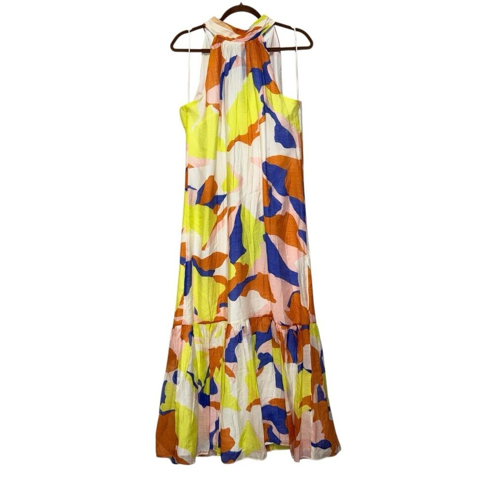 New Cynthia Steffe Halter Maxi Dress Size Medium Multicolor Rayon Blend Boho - Picture 3 of 7